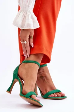 Sandały Na Obcasie>Boto Zamszowe Damskie Sandały Na Obcasie Zielone Rousses