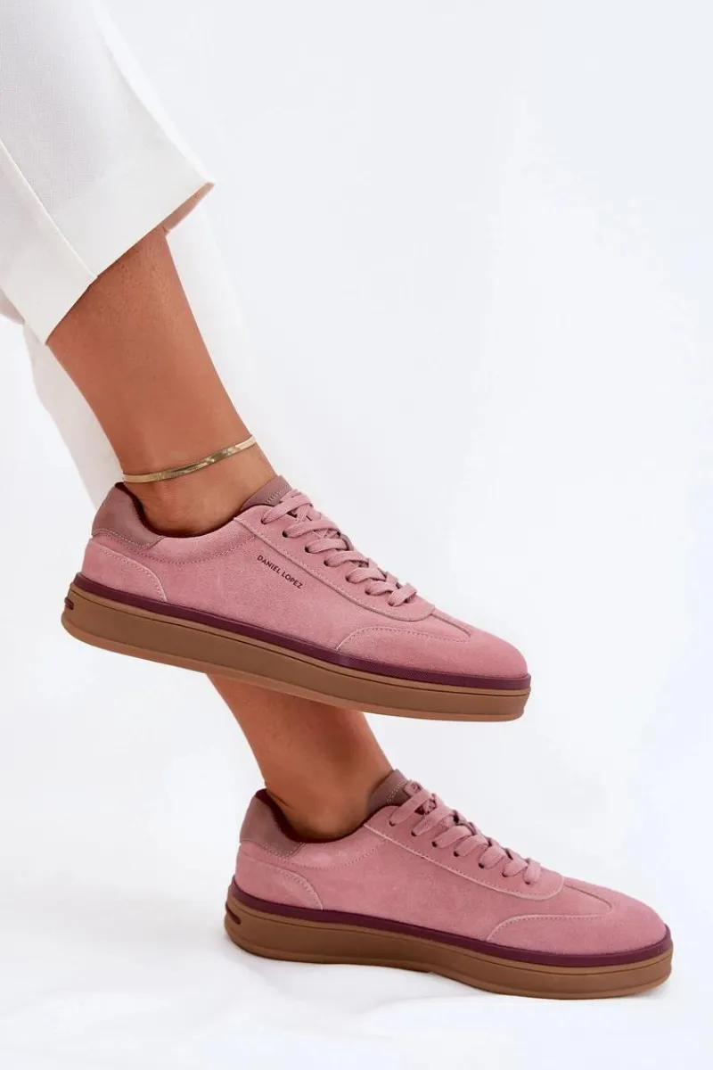 Clearance Zamszowe Damskie Sneakersy SS2D4010 Różowe Damskie Buty Sportowe Na Platformie|Sneakersy Damskie