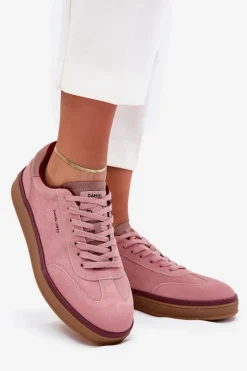 Clearance Zamszowe Damskie Sneakersy SS2D4010 Różowe Damskie Buty Sportowe Na Platformie|Sneakersy Damskie