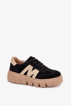 Outlet Buty damskie Vinceza Zamszowe Damskie Sneakersy Na Platformie Vinceza 79561 Czarne Czarny