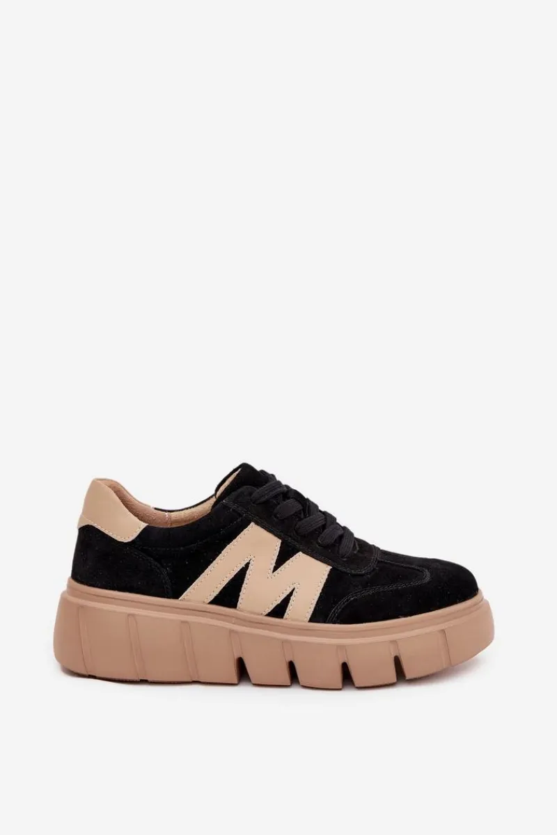 Outlet Buty damskie Vinceza Zamszowe Damskie Sneakersy Na Platformie Vinceza 79561 Czarne Czarny