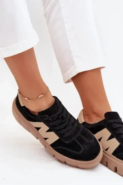 Outlet Buty damskie Vinceza Zamszowe Damskie Sneakersy Na Platformie Vinceza 79561 Czarne Czarny