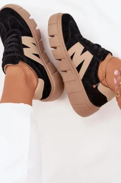 Outlet Buty damskie Vinceza Zamszowe Damskie Sneakersy Na Platformie Vinceza 79561 Czarne Czarny