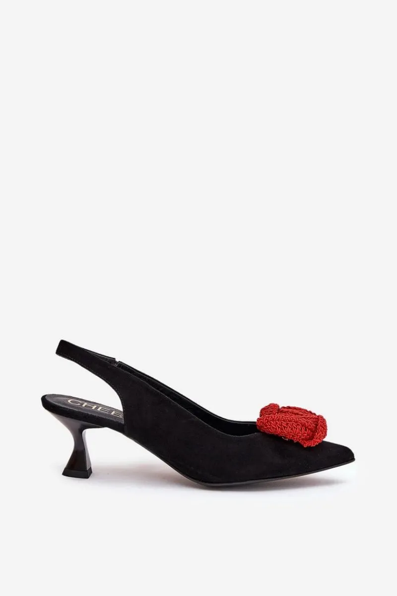 New Zamszowe Eleganckie Czółenka Na Szpilce 4666 Czarne Damskie Szpilki Zamszowe|Czółenka Zamszowe