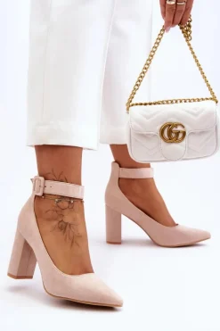 Czółenka Zamszowe|Czółenka Na Słupku>Boto Zamszowe Eleganckie Czółenka Beżowe Gloria