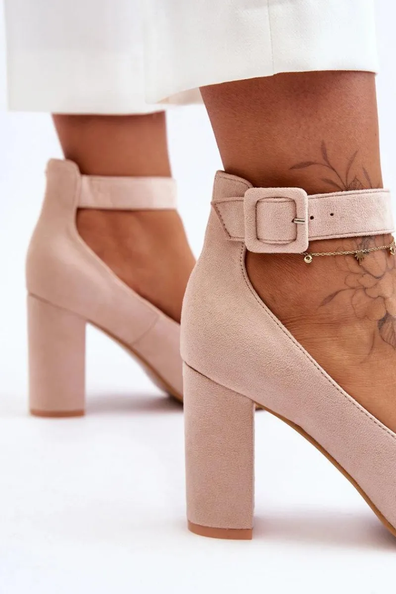 Czółenka Zamszowe|Czółenka Na Słupku>Boto Zamszowe Eleganckie Czółenka Beżowe Gloria