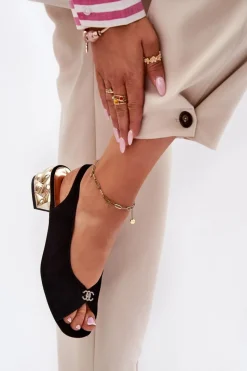 Clearance CheBello Zamszowe Eleganckie Sandały Damskie 4724 Czarne Czarny