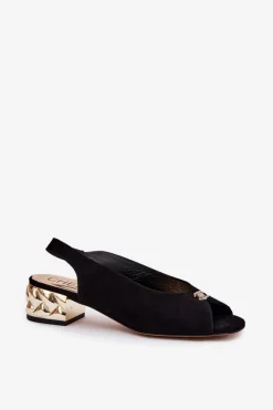 Clearance CheBello Zamszowe Eleganckie Sandały Damskie 4724 Czarne Czarny