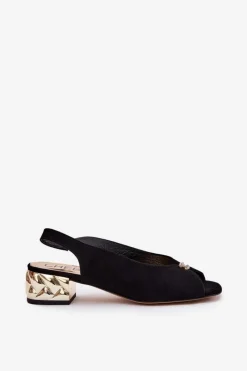 Clearance CheBello Zamszowe Eleganckie Sandały Damskie 4724 Czarne Czarny