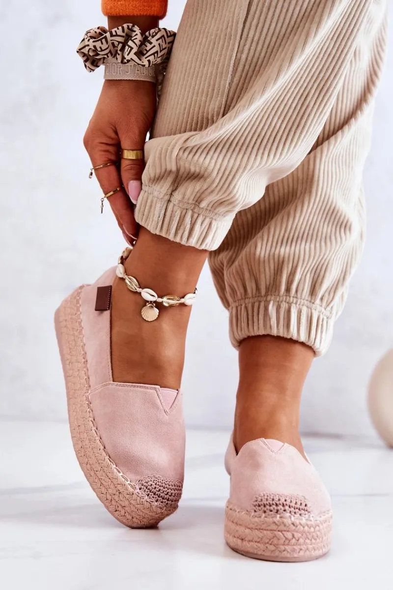 Boto Zamszowe Espadryle Wsuwane Różowe Lesley