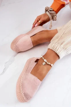 Boto Zamszowe Espadryle Wsuwane Różowe Lesley