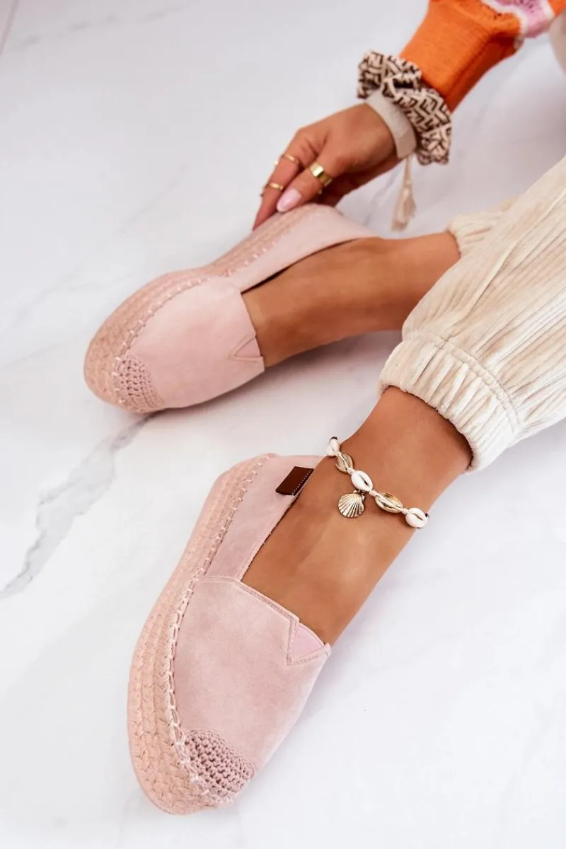 Boto Zamszowe Espadryle Wsuwane Różowe Lesley