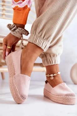 Boto Zamszowe Espadryle Wsuwane Różowe Lesley