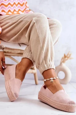 Boto Zamszowe Espadryle Wsuwane Różowe Lesley