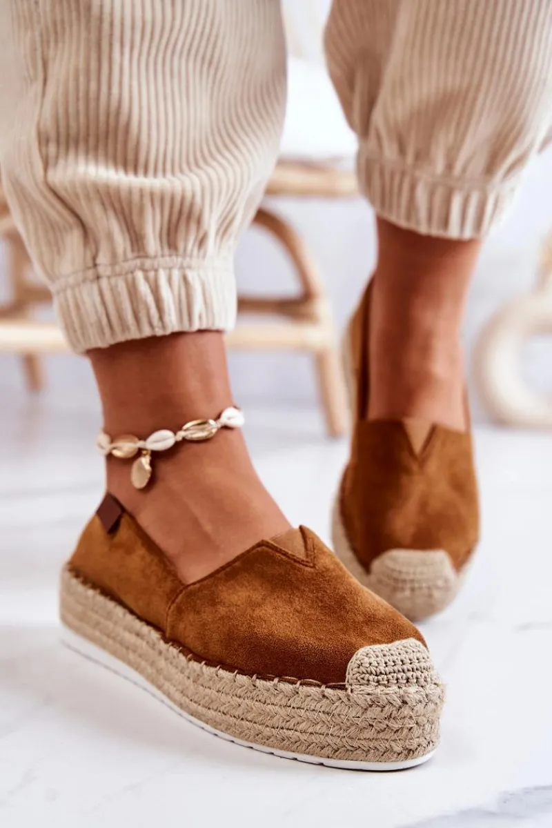 Discount Zamszowe Espadryle Wsuwane Camel Lesley Damskie Czarne Espadryle