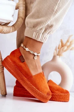 Czarne Espadryle>Boto Zamszowe Espadryle Wsuwane Pomarańczowe Lesley