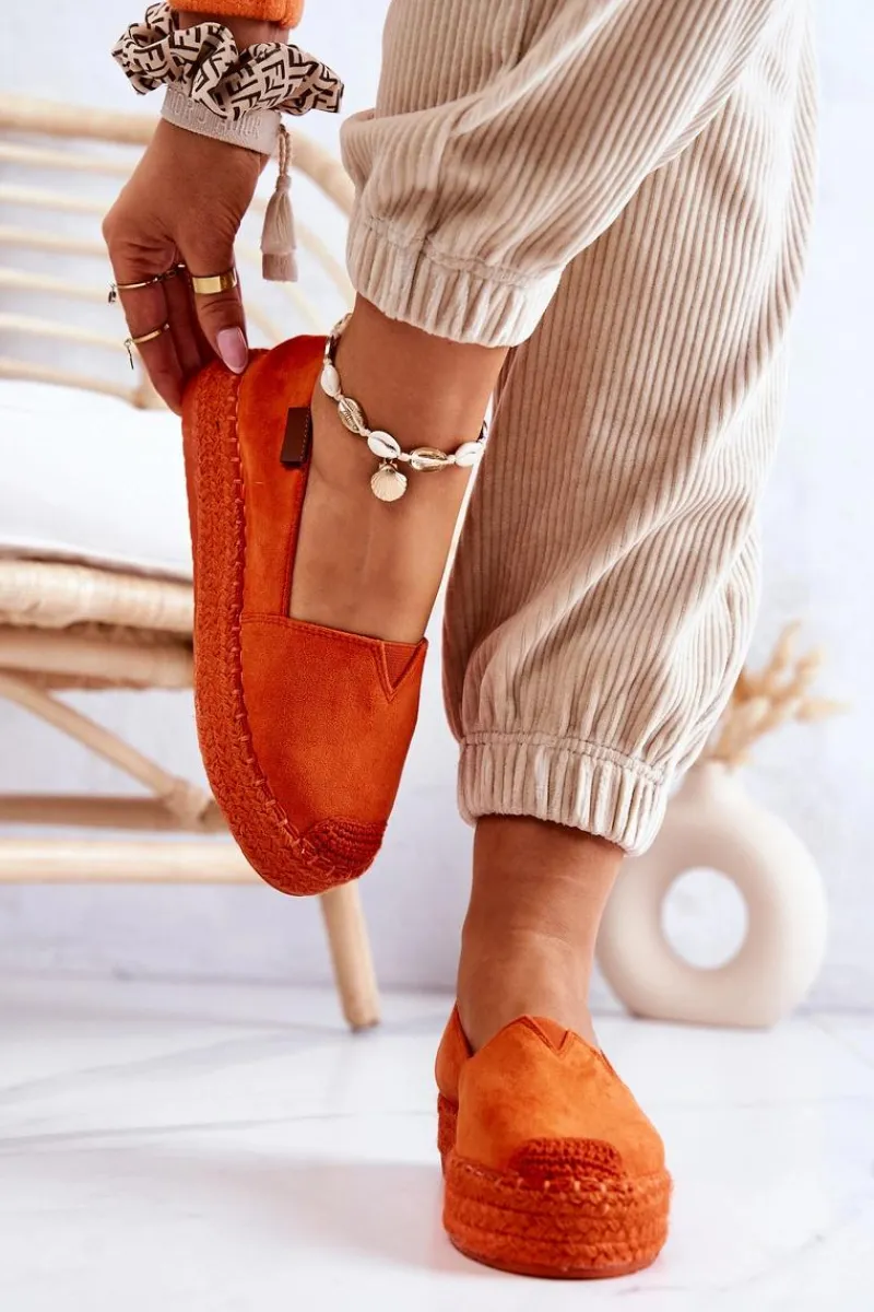 Czarne Espadryle>Boto Zamszowe Espadryle Wsuwane Pomarańczowe Lesley