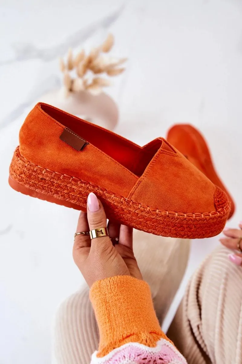 Czarne Espadryle>Boto Zamszowe Espadryle Wsuwane Pomarańczowe Lesley