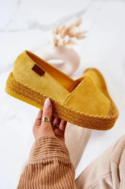 Sale Boto Zamszowe Espadryle Wsuwane Żółte Lesley