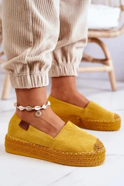 Sale Boto Zamszowe Espadryle Wsuwane Żółte Lesley