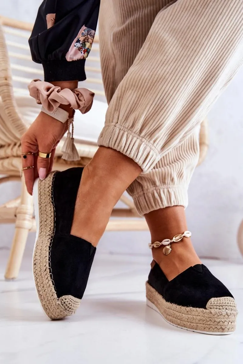 Best Zamszowe Espadryle Wsuwane Czarne Lesley Damskie Czarne Espadryle