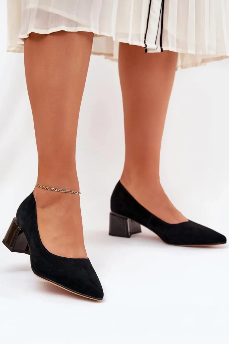 Best Buty damskie Vinceza Zamszowe Gładkie Czółenka Ze Szpiczastymi Noskami Vinceza 66736 Czarne Czarny