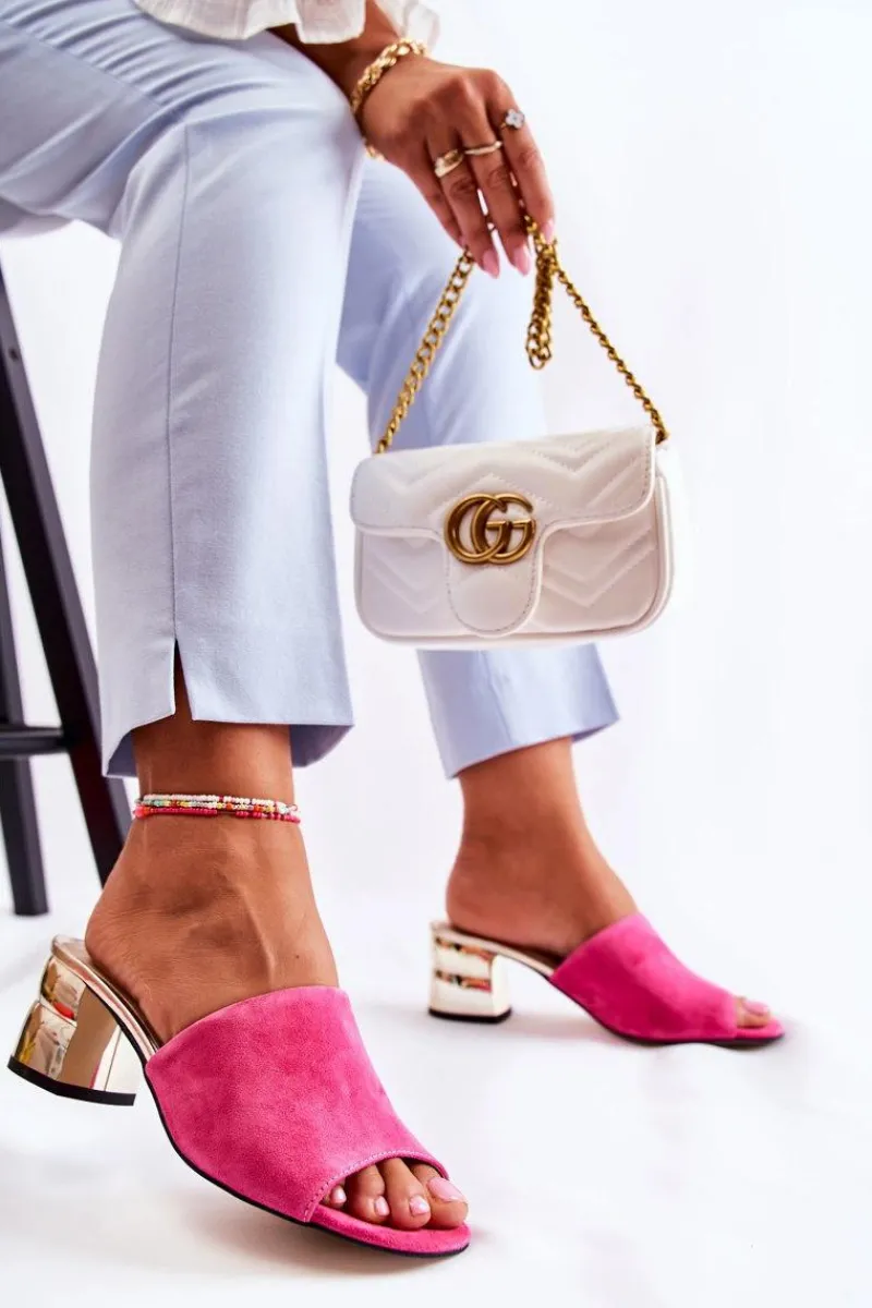 Best Zamszowe Klapki Damskie Na Obcasie Różowe Perry Damskie Klapki Na Obcasie|Klapki Damskie Klasyczne