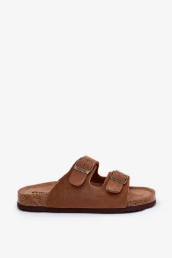 Best Zamszowe Klapki Damskie Z Klamrami Big Star RR274A394 Brązowe Damskie Klapki Damskie Big Star|Klapki Damskie Klasyczne