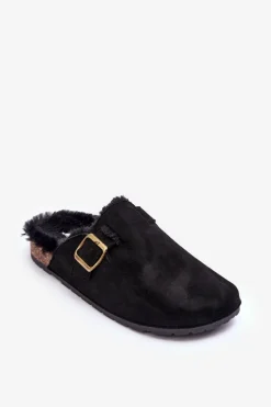 Online Boto Zamszowe Klapki Damskie Z Futerkiem Czarne Haidamia