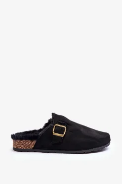 Online Boto Zamszowe Klapki Damskie Z Futerkiem Czarne Haidamia