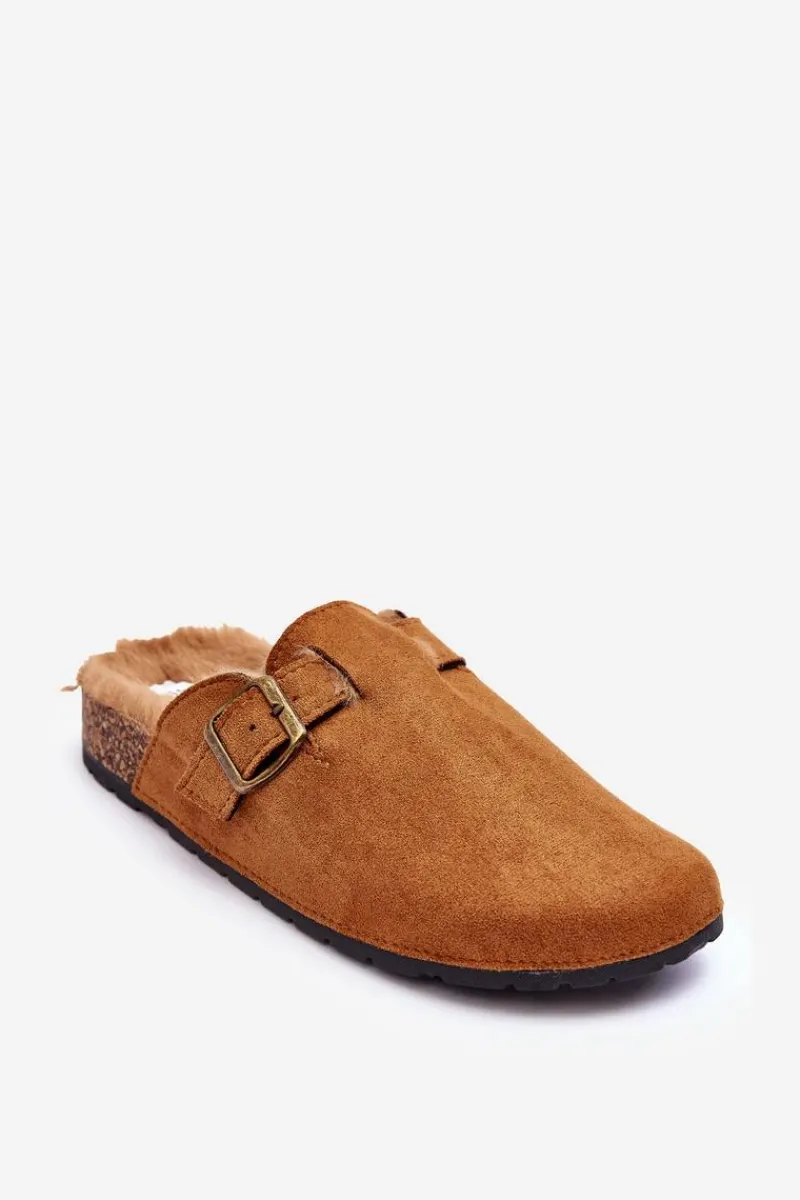 Online Zamszowe Klapki Damskie Z Futerkiem Brązowe Haidamia Damskie Klapki Korkowe|Klapki Na Platformie