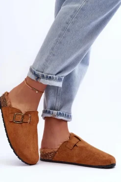 Online Zamszowe Klapki Damskie Z Futerkiem Brązowe Haidamia Damskie Klapki Korkowe|Klapki Na Platformie