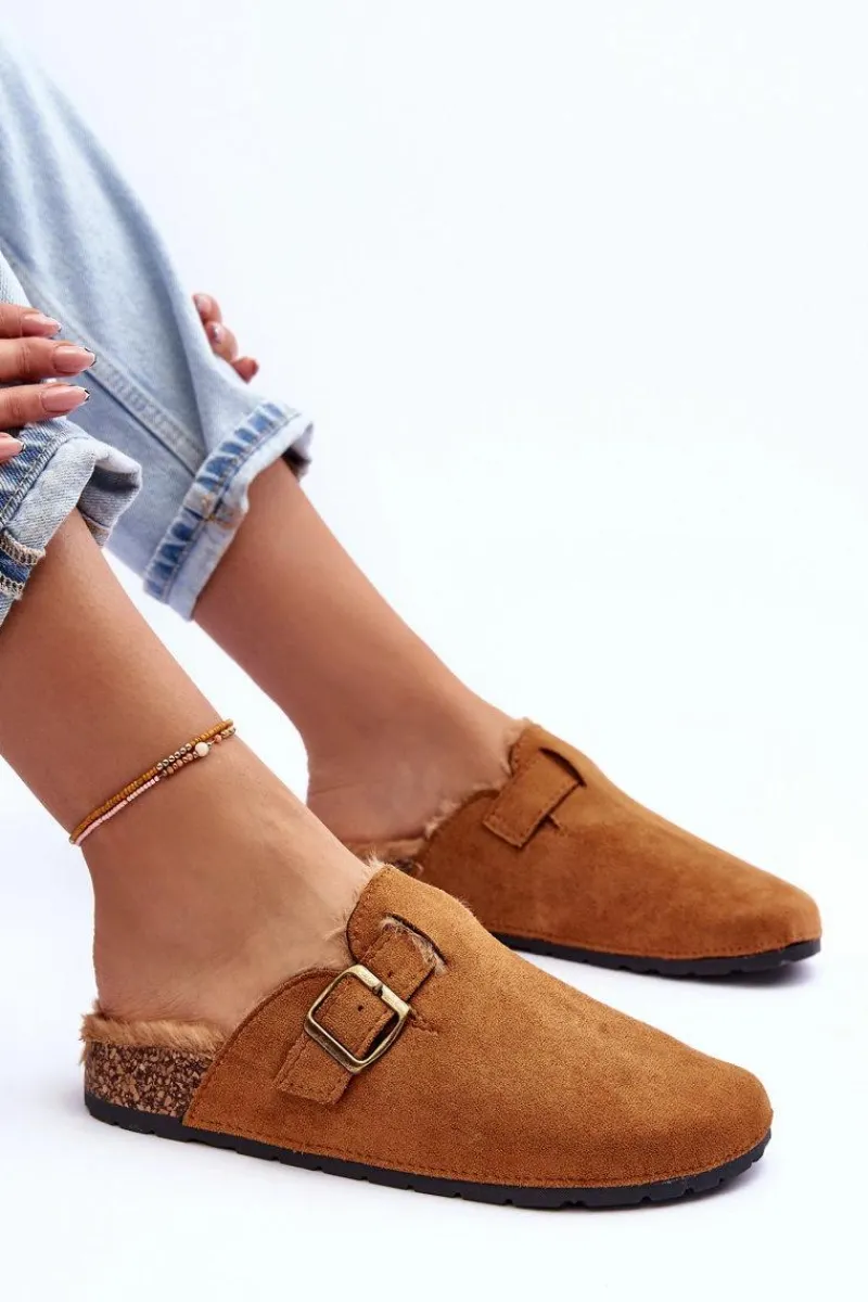 Online Zamszowe Klapki Damskie Z Futerkiem Brązowe Haidamia Damskie Klapki Korkowe|Klapki Na Platformie