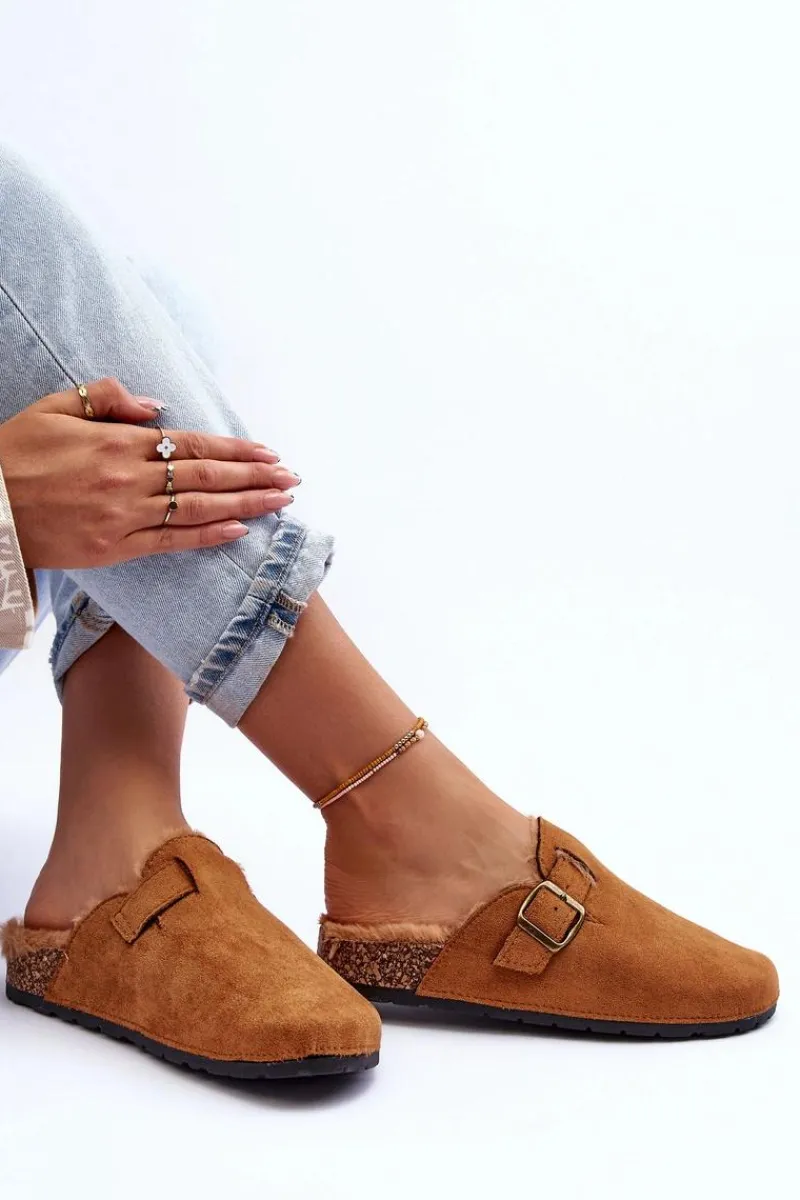 Online Zamszowe Klapki Damskie Z Futerkiem Brązowe Haidamia Damskie Klapki Korkowe|Klapki Na Platformie