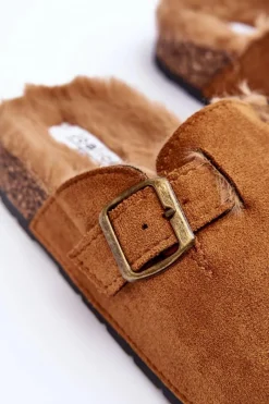 Online Zamszowe Klapki Damskie Z Futerkiem Brązowe Haidamia Damskie Klapki Korkowe|Klapki Na Platformie