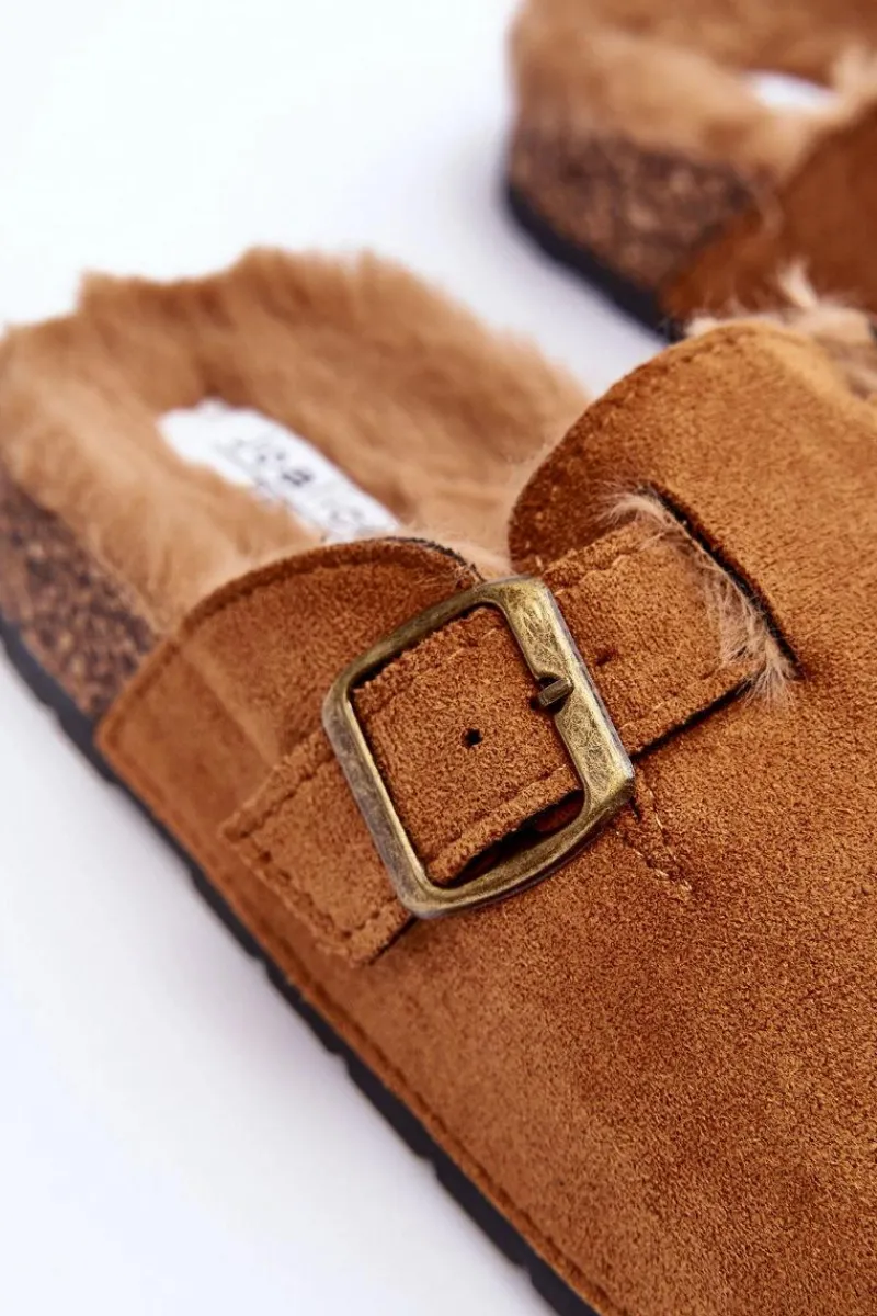 Online Zamszowe Klapki Damskie Z Futerkiem Brązowe Haidamia Damskie Klapki Korkowe|Klapki Na Platformie