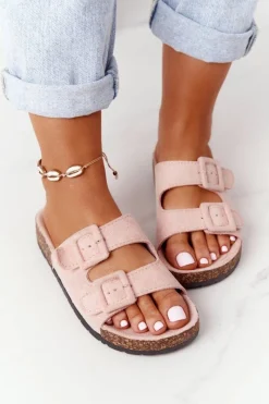 Klapki Korkowe|Klapki Damskie Klasyczne>Boto Zamszowe Klapki Na Korkowej Podeszwie Jasnoróżowe Jennifer