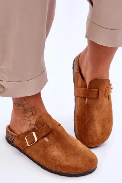 Hot Boto Zamszowe Klapki Na Korkowej Platformie Camel Vellma