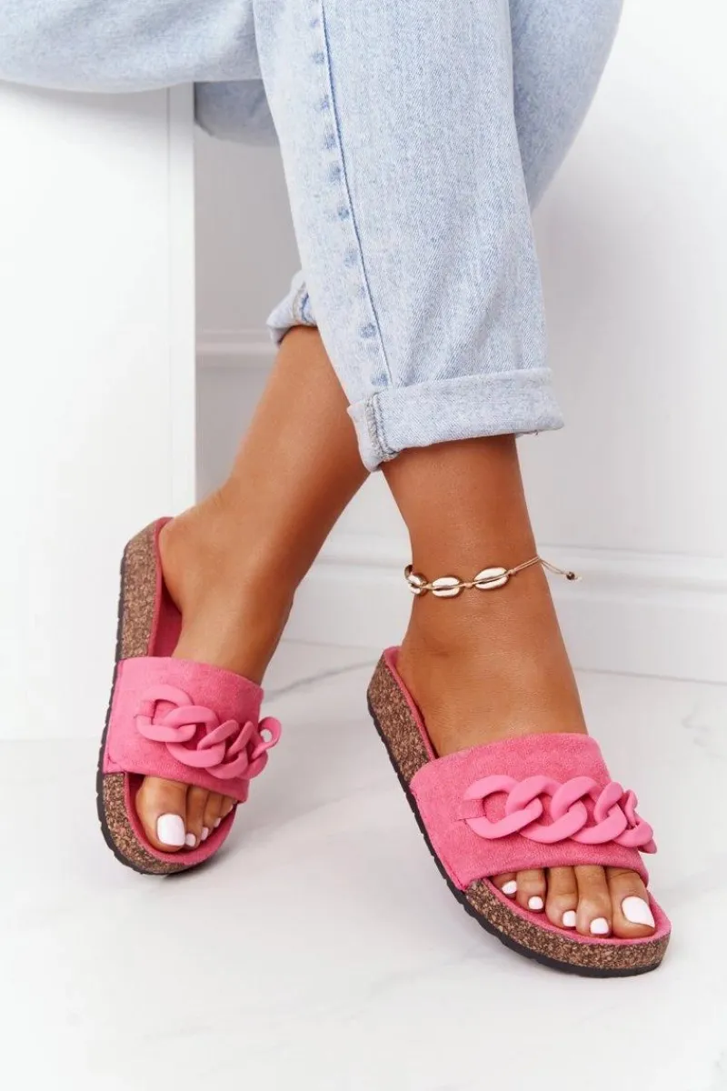 Klapki Korkowe|Klapki Damskie Klasyczne>Boto Zamszowe Klapki Na Korkowej Podeszwie Różowe Makayla