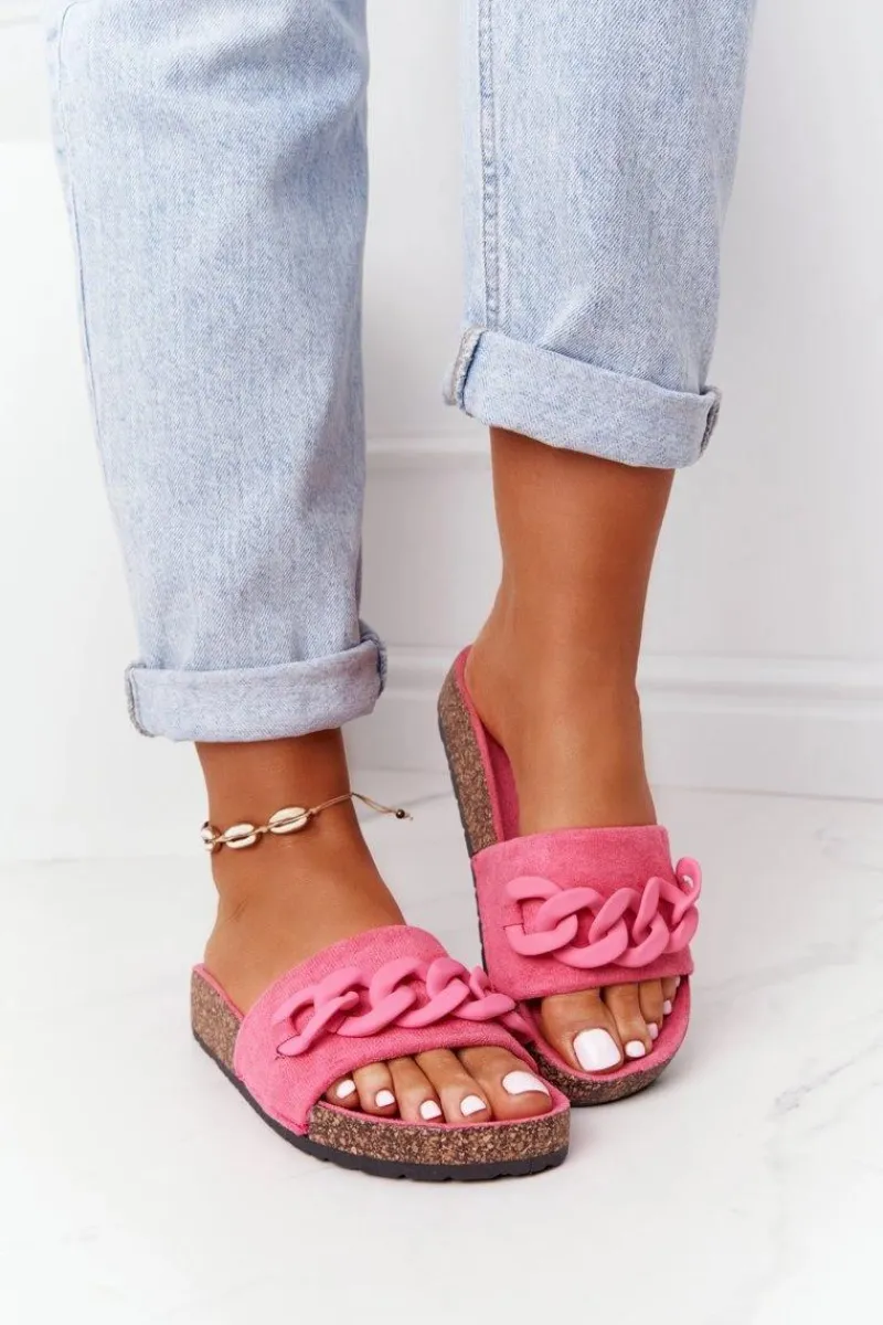 Klapki Korkowe|Klapki Damskie Klasyczne>Boto Zamszowe Klapki Na Korkowej Podeszwie Różowe Makayla