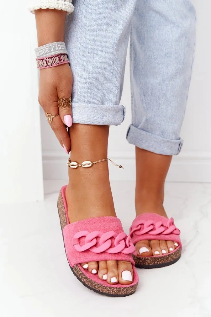 Klapki Korkowe|Klapki Damskie Klasyczne>Boto Zamszowe Klapki Na Korkowej Podeszwie Różowe Makayla