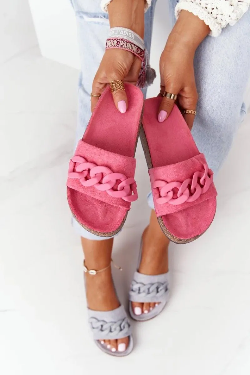 Klapki Korkowe|Klapki Damskie Klasyczne>Boto Zamszowe Klapki Na Korkowej Podeszwie Różowe Makayla