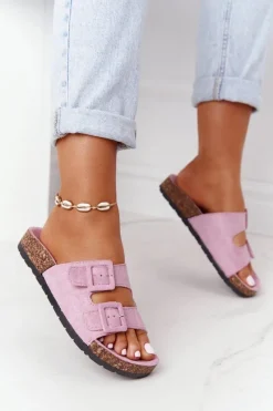 Klapki Korkowe|Klapki Damskie Klasyczne>Boto Zamszowe Klapki Na Korkowej Podeszwie Jasnofioletowe Jennifer