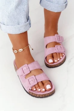 Klapki Korkowe|Klapki Damskie Klasyczne>Boto Zamszowe Klapki Na Korkowej Podeszwie Jasnofioletowe Jennifer