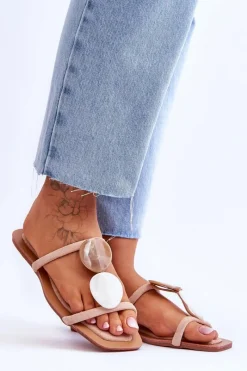 Online Boto Zamszowe Klapki Z Ozdobami Nude Victoria