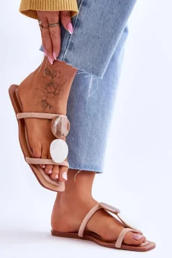 Online Boto Zamszowe Klapki Z Ozdobami Nude Victoria