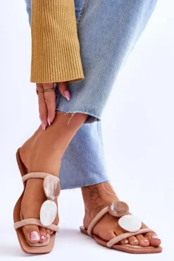 Online Boto Zamszowe Klapki Z Ozdobami Nude Victoria