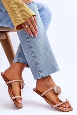 Online Boto Zamszowe Klapki Z Ozdobami Nude Victoria