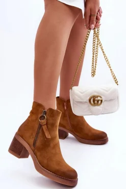 Sale Boto Zamszowe Klasyczne Botki Damskie Brązowe Limoso