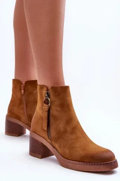 Sale Boto Zamszowe Klasyczne Botki Damskie Brązowe Limoso